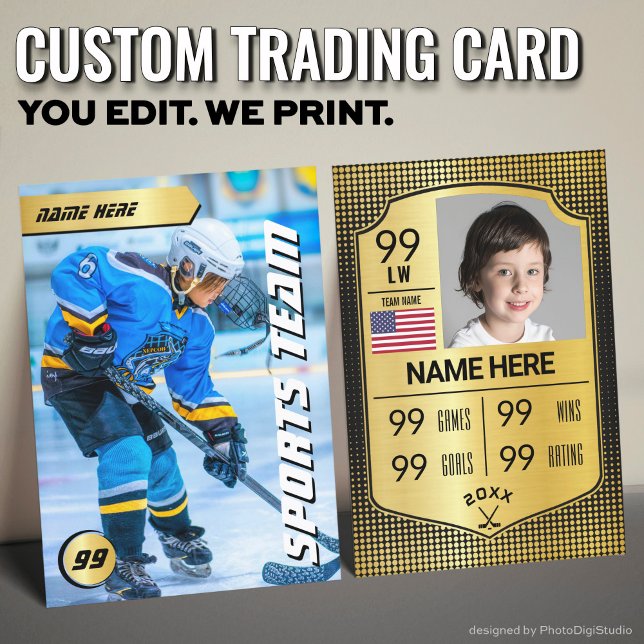 Custom Hockey Trading Card, Gold Shield Player Calling Card (Custom Hockey Trading Card, Gold Shield Player Card)