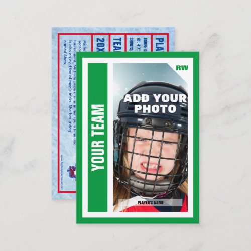 Custom Hockey Trading Card Green Add Your Stats