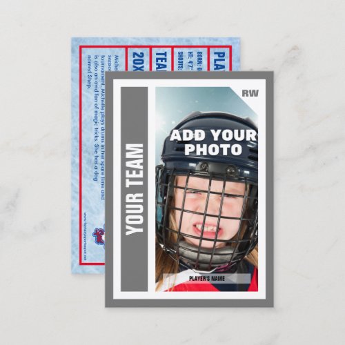 Custom Hockey Trading Card Grey Add Your Stats