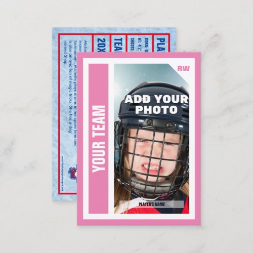 Custom Hockey Trading Card Pink Add Your Stats