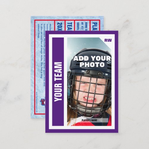 Custom Hockey Trading Card Purple Add Your Stats