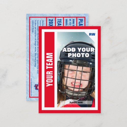 Custom Hockey Trading Card Red Add Your Stats
