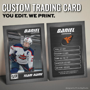 Custom Hockey Trading Card, Red Graphite Player Calling Card