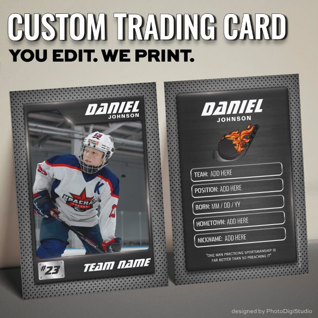 Custom Hockey Trading Card, Red Graphite Player Calling Card (Custom Hockey Trading Card, Red Graphite Player Card)