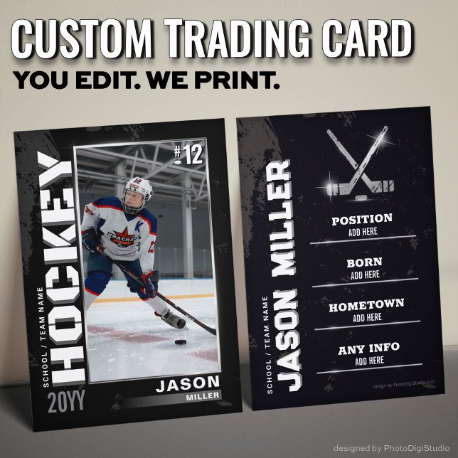 Custom Hockey Trading Card, Silver Hockey Player  Calling Card (Hockey Trading Card, Hockey Player Card Silver)