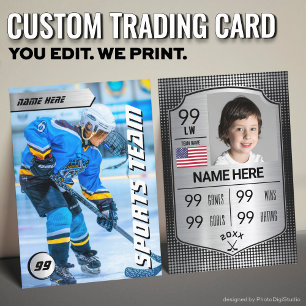 Custom Hockey Trading Card, Silver Shield Player Calling Card