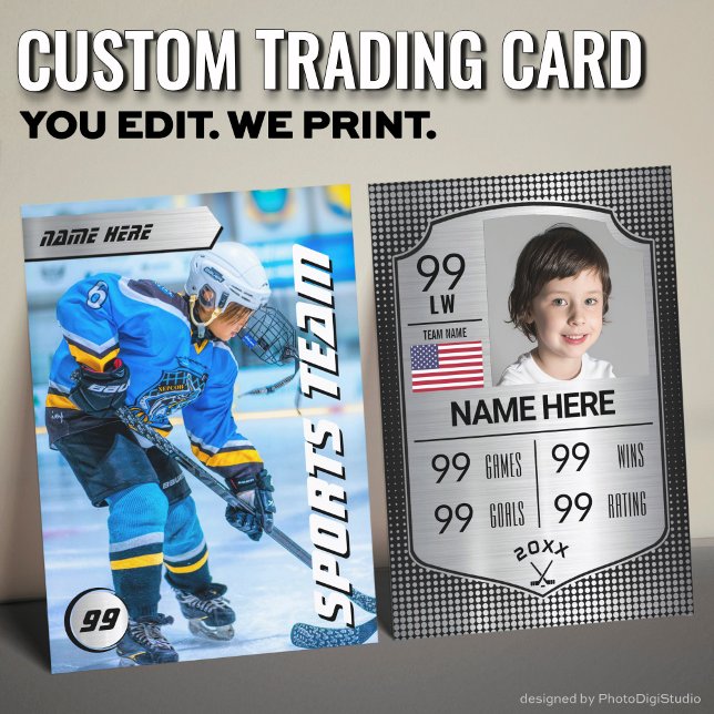 Custom Hockey Trading Card, Silver Shield Player Calling Card (Custom Hockey Trading Card, Silver Shield Player Card)