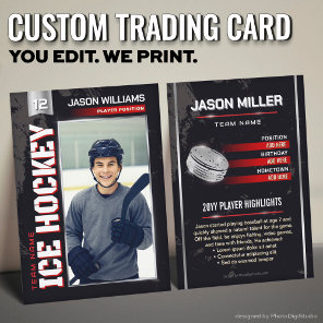 Custom Hockey Trading Card, USA Power Player Calling Card