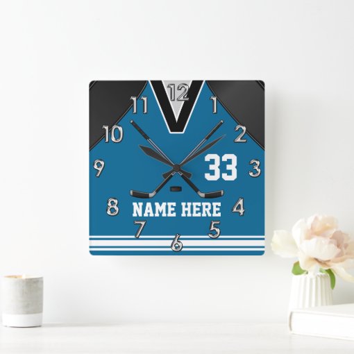 Custom Hockey Wall Clocks Your NAME and NUMBER Zazzle
