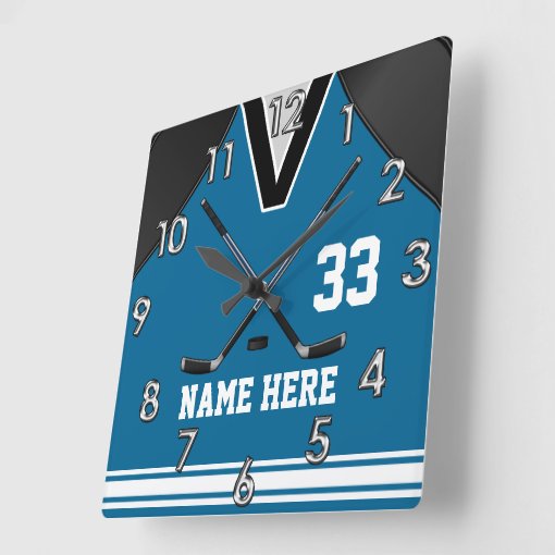 Custom Hockey Wall Clocks Your NAME and NUMBER Zazzle