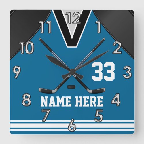 Custom Hockey Wall Clocks Your NAME and NUMBER