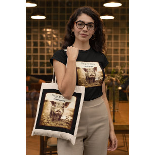 Custom Hogs & Kisses Rustic Muddy Piglet Tote Bag