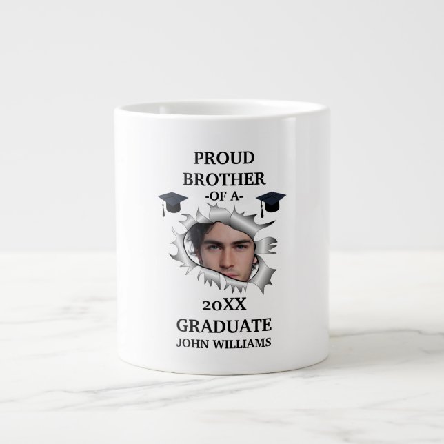 Custom hole graduation photo name template giant coffee mug (Front)