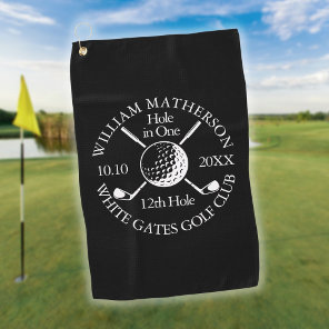 Custom Hole in One Black White Golf Ball Clubs  Golf Towel