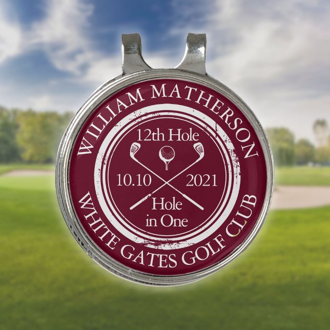 Custom Hole in One Classic Burgundy Golf Hat Clip (Creator Uploaded)