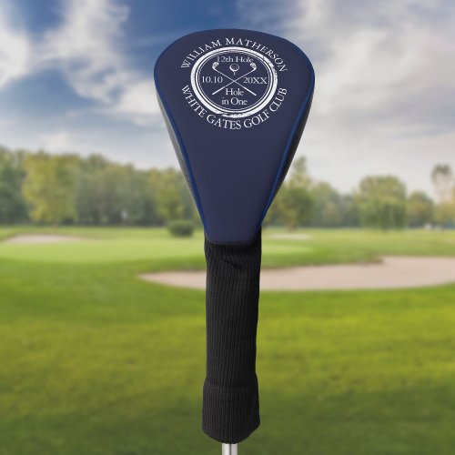 Custom Hole in One Classic Navy Blue Golf Head Cover