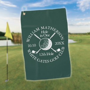 Custom Hole in One Emerald Golf Ball Clubs  Golf Towel
