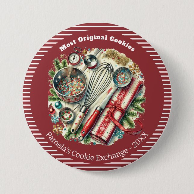 Custom Holiday Baking Award Button (Front)