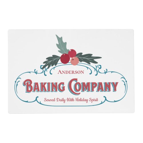 Custom Holiday Baking Kitchen Family Monogram Placemat