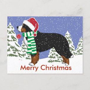 Custom Holiday Bernese Mountain Dog Christmas Postcard