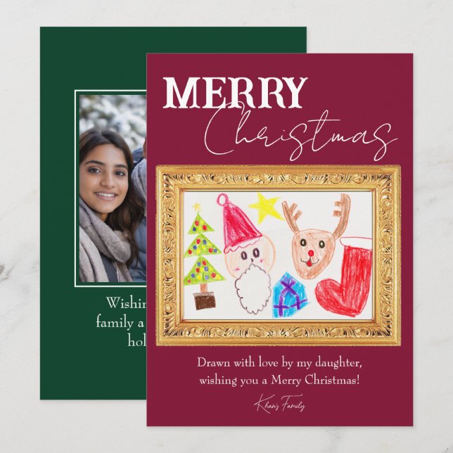 Custom Holiday Card Featuring Your Child's Artwork (Front/Back)