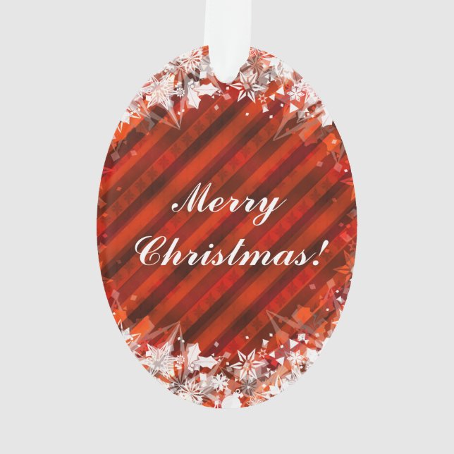 Custom Holiday Christmas Ornament -Red w/Snowflake (Back)