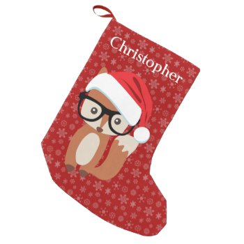 Custom Holiday Fox Glasses Cute Animal Christmas Small Christmas Stocking by ChristmasCardShop at Zazzle