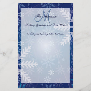 Custom Holiday Greetings Family Letter Snowflakes Stationery