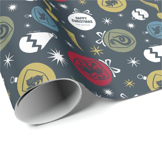 Custom Holiday HOGWARTS™ House Bauble Pattern Wrapping Paper (Roll Corner)