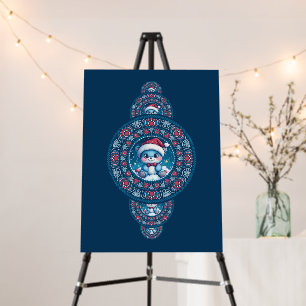Custom Holiday Kawaii Bear Ornamental Mandala Wall Foam Board