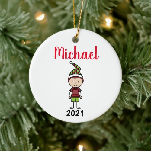 custom holiday kids name personalized ceramic ornament