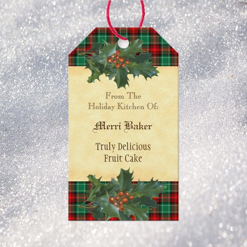 Custom Holiday Kitchen Holly Red Green Plaid Tag