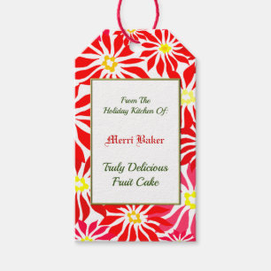 Custom Holiday Kitchen of Red Poinsettia Gift Tag