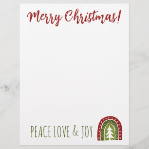 Custom Holiday lettehead with boho Christmas tree  Letterhead