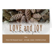 Custom Holiday Love and Joy Pine Cone (Front Horizontal)