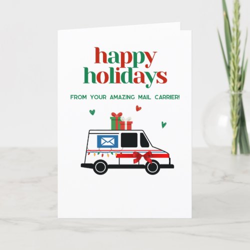 Custom Holiday Mail Letter Carrier Thank You Card