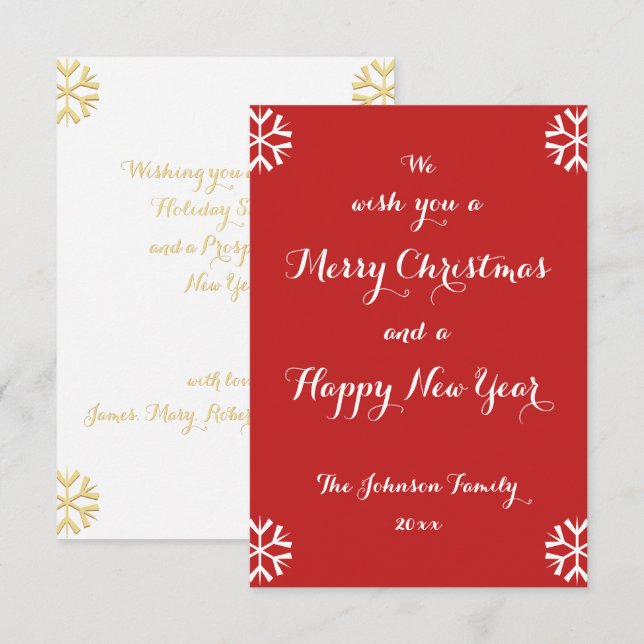 Custom Holiday Merry Christmas Happy New Year Card (Front/Back)