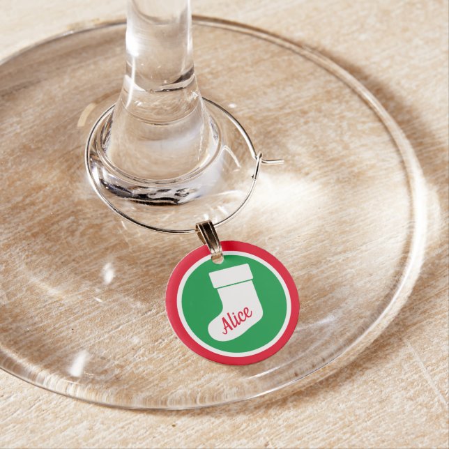 Custom Holiday party supplies Christmas stocking Wine Charm (In Situ)