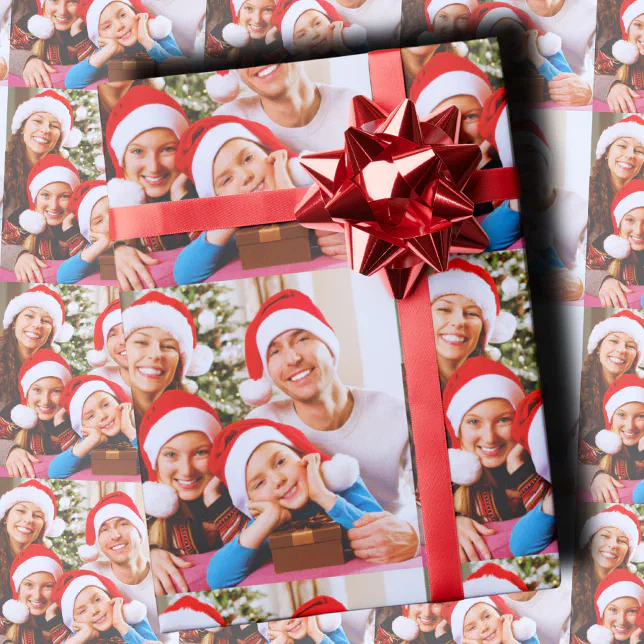 Custom Holiday Photo Collage Wrapping Paper | Zazzle