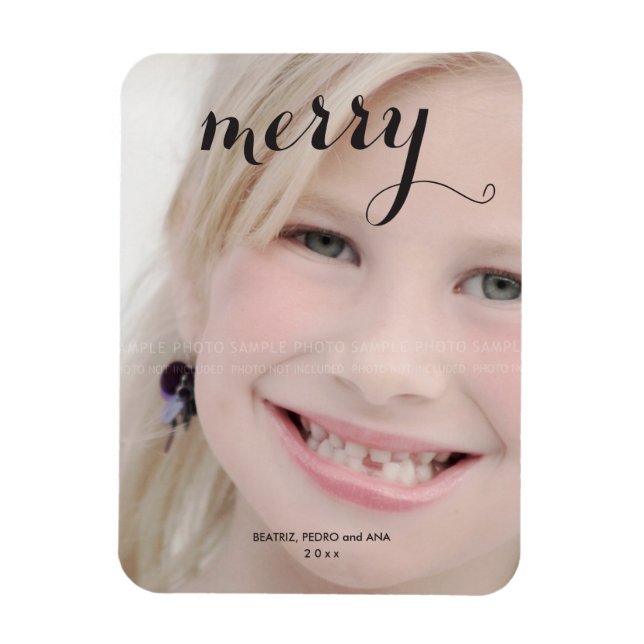 Custom Holiday Photo Magnets Text Personalized (Vertical)