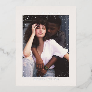 Custom Holiday Photo Wedding Save the Dates Foil Invitation Postcard