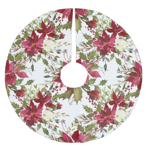 Custom Holiday Poinsettia Christmas Tree Skirt