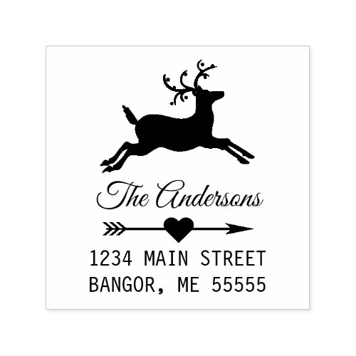 Custom Holiday Reindeer with Arrow Heart Script Self_inking Stamp