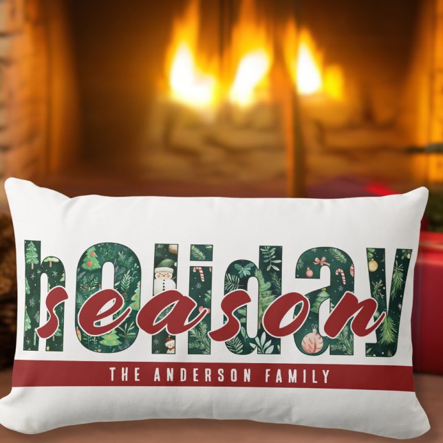 Custom Holiday Season Typography Pillow (Creator Uploaded)