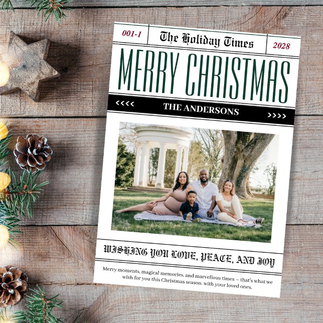 Custom Holiday Times Newspaper Christmas Photo Card (Creator Uploaded)