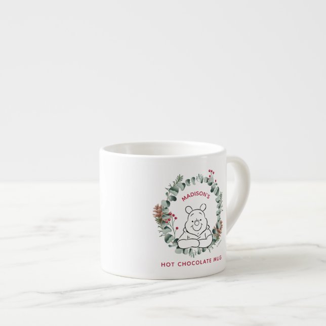 Custom Holiday Winnie the Pooh Hot Chocolate Espresso Cup (Front Right)