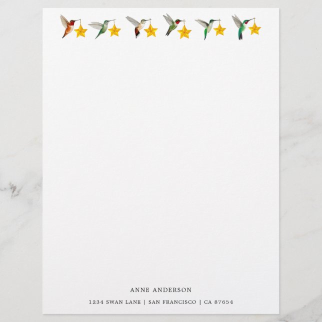 Custom Holidays Hummingbirds  Stationery (Front)