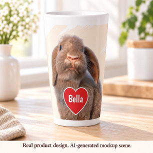 Custom Holland Lop Rabbit Photo Name Gift Latte Mug