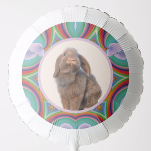 Custom Holland Lop Rabbit Photo Rainbow Art Balloon