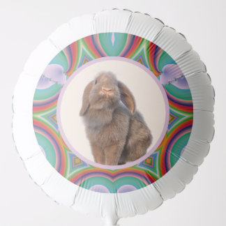 Custom Holland Lop Rabbit Photo Rainbow Art Balloon